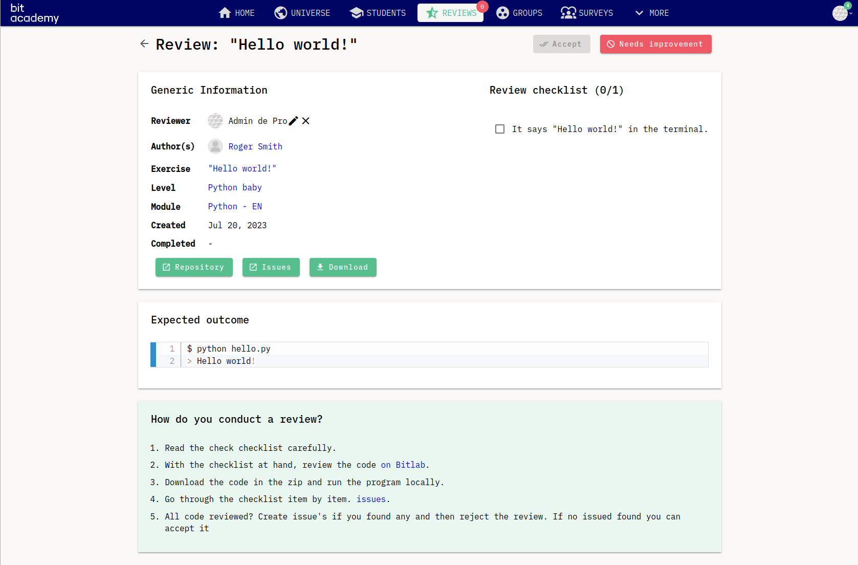 single review