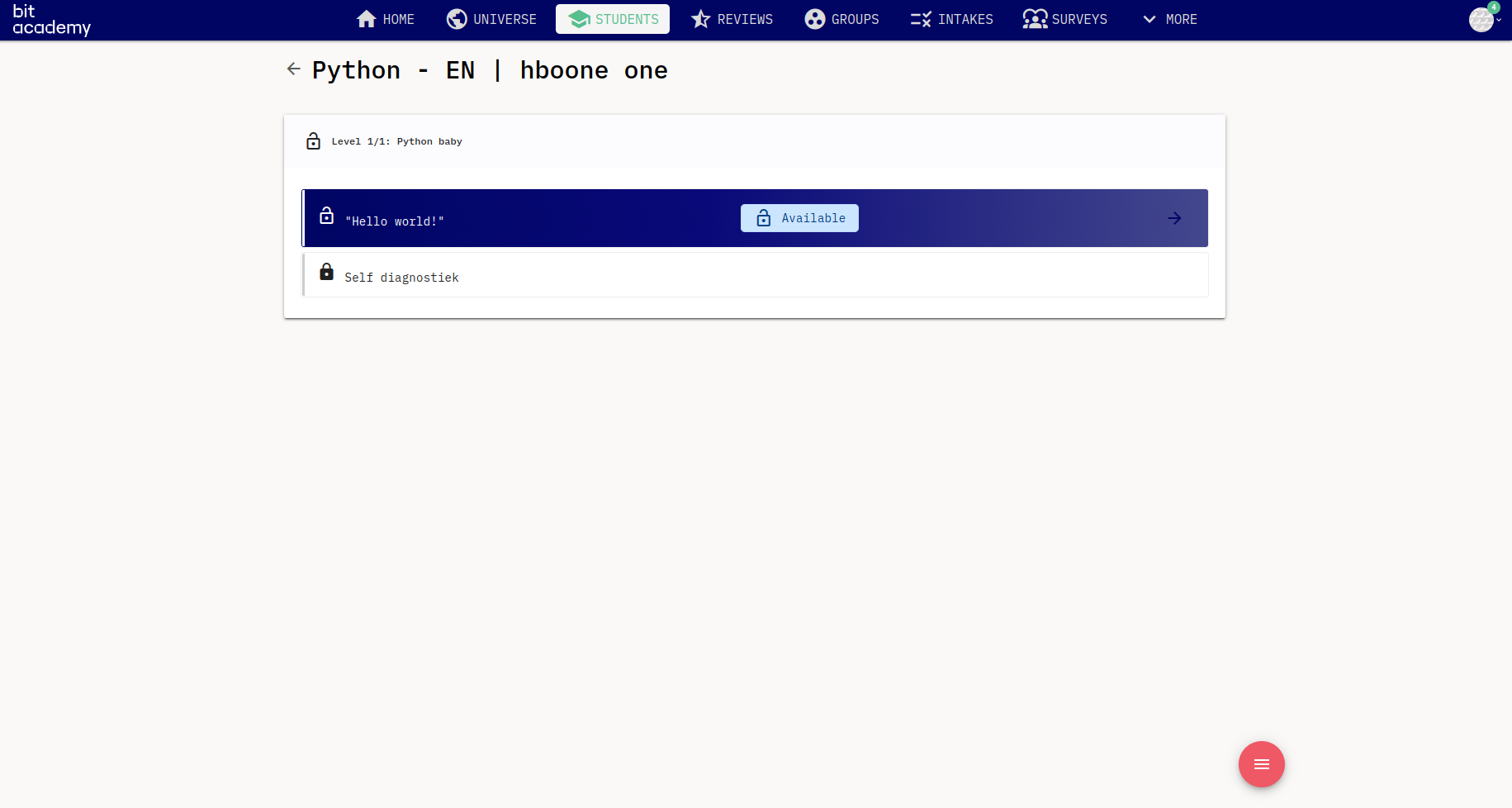 student progress module example