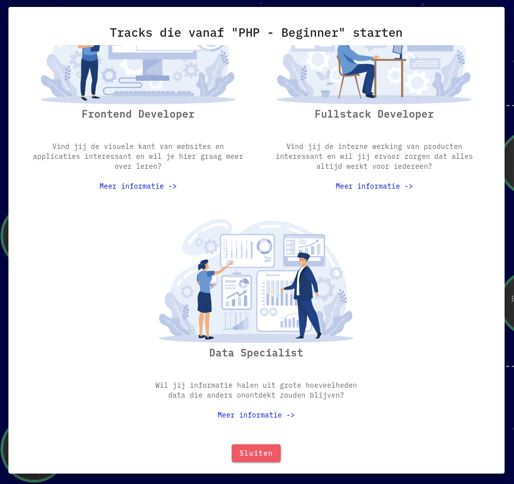 Tracks die gestart kunnen worden vanuit module
